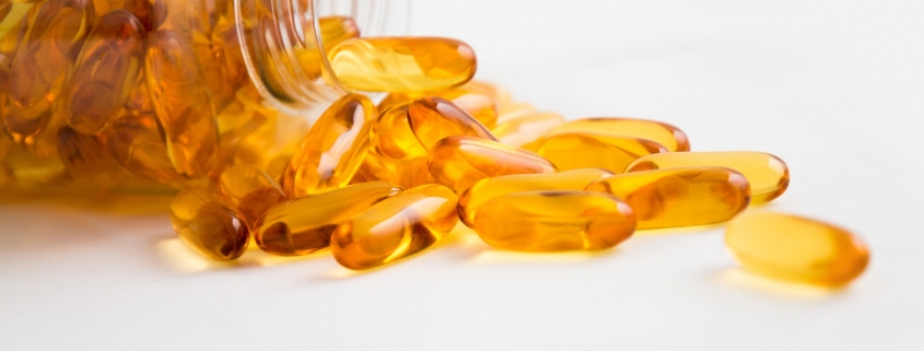 Bottle of supplements fish oil