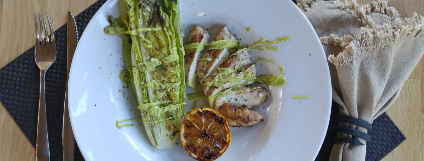 AIP Grilled Chicken and Romaine with Creamy Avocado Caesar Dressing