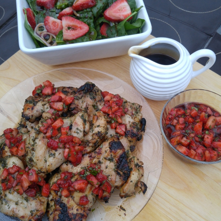 Herb-Marinated Chicken Thighs with Strawberry Balsamic Salsa